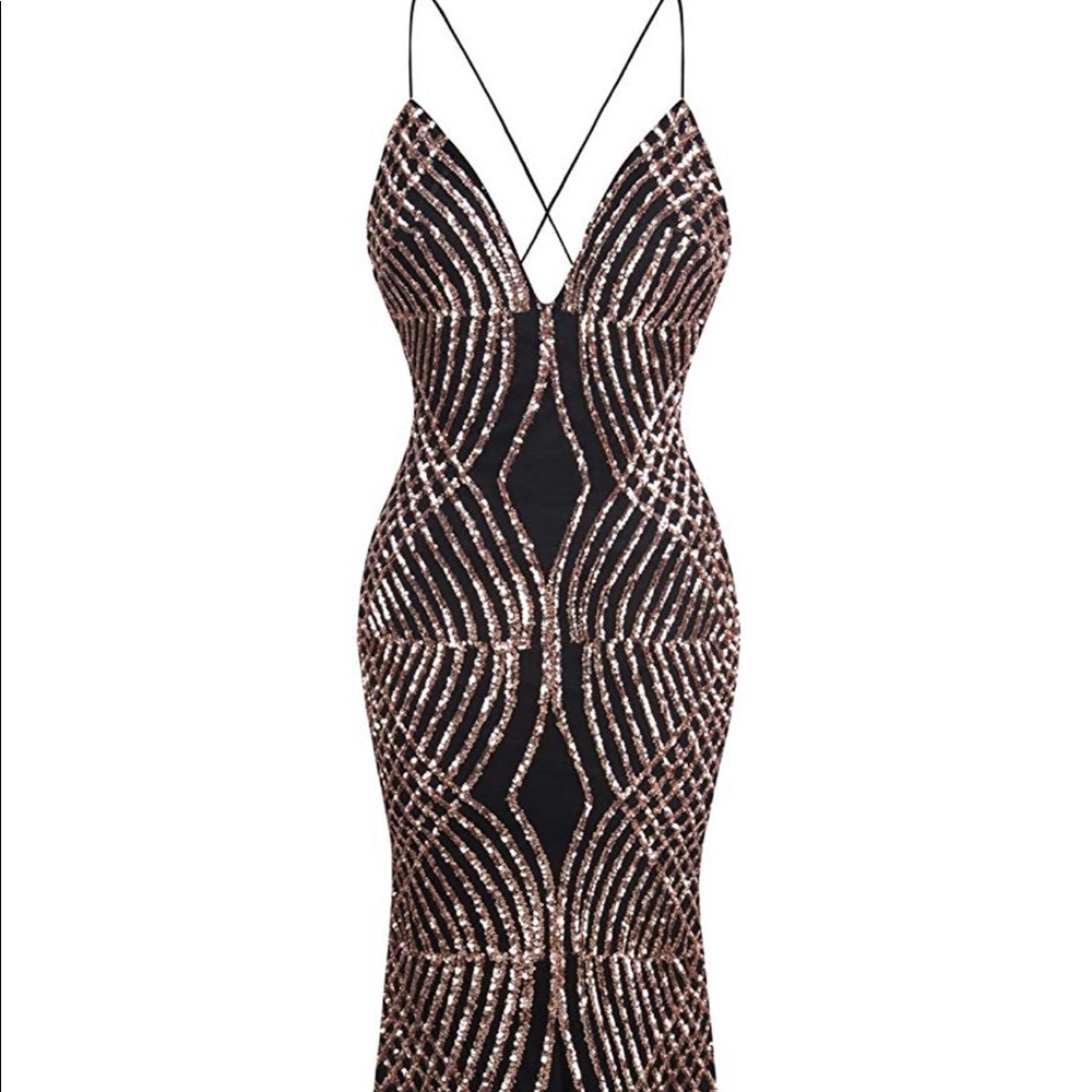 Sequin Mermaid Vneck Gown